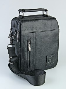 Сумка мужская "0075S" (черн./нат.кожа)